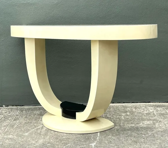 Vintage Faux Goatskin Console Table After Karl Springer — additional photo 4