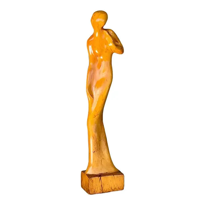 Vintage Figurative Wooden Sculpture of a Women — additional photo 1