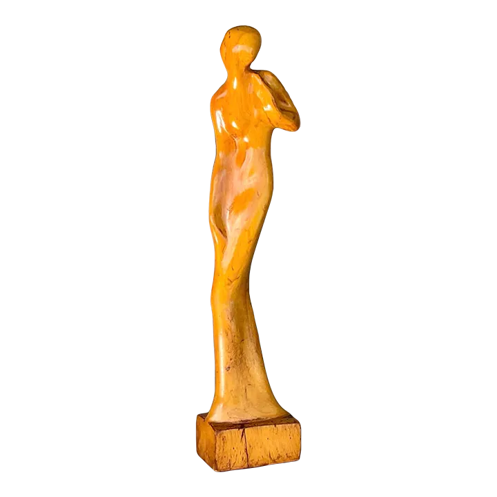 Vintage Figurative Wooden Sculpture of a Women — additional photo 3