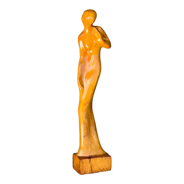 Vintage Figurative Wooden Sculpture of a Women — additional photo 3