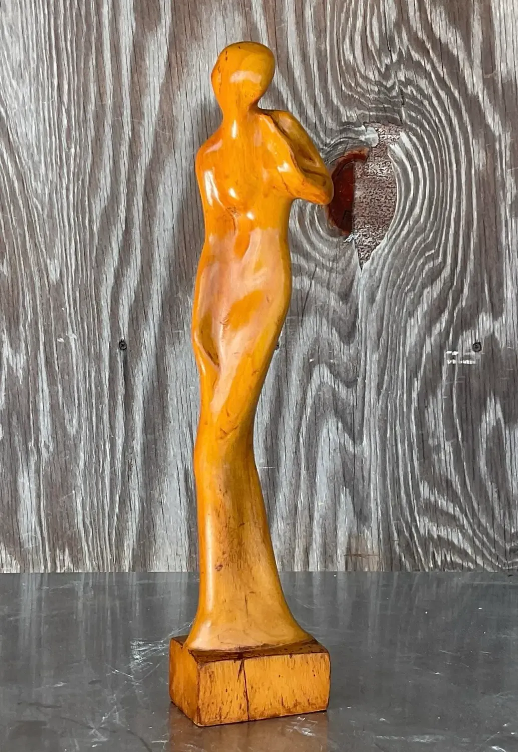 Vintage Figurative Wooden Sculpture of a Women — additional photo 4