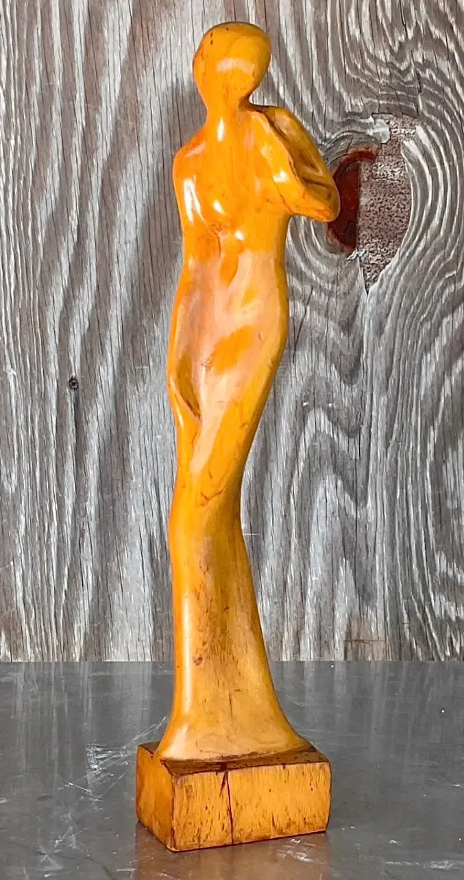 Vintage Figurative Wooden Sculpture of a Women — additional photo 6