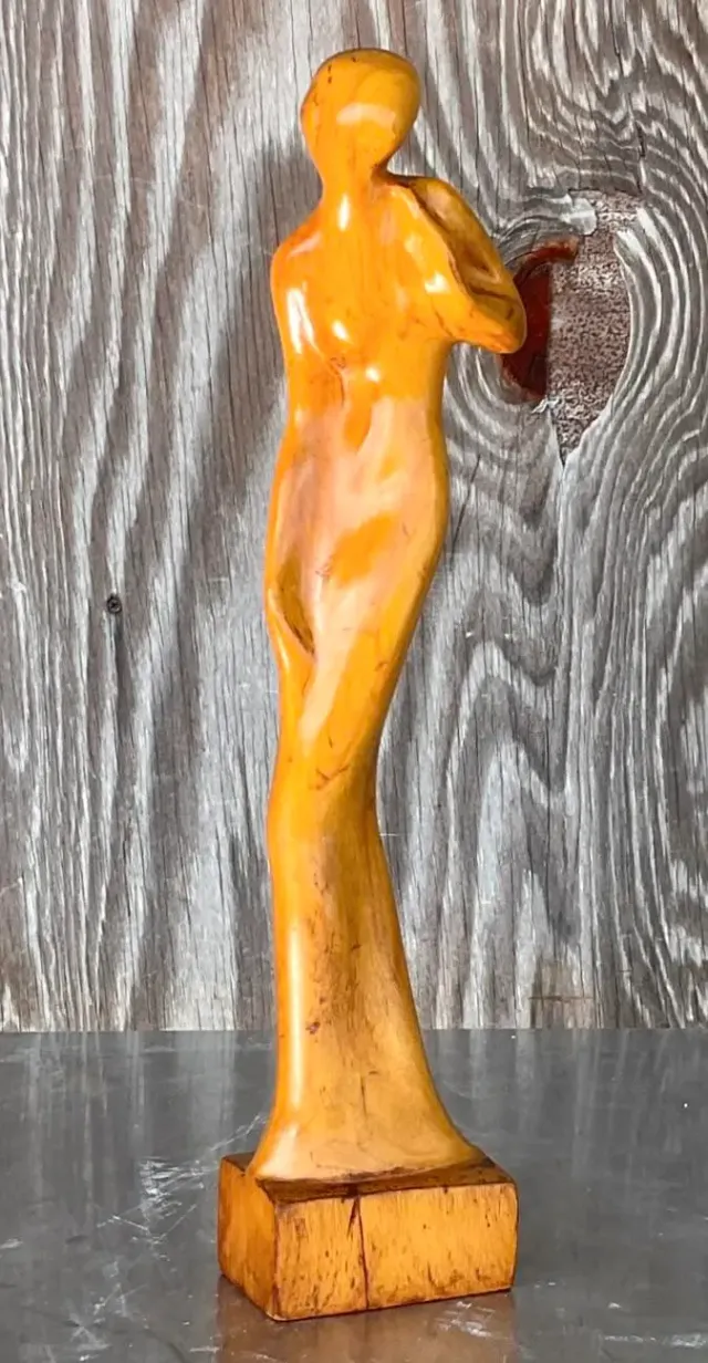 Vintage Figurative Wooden Sculpture of a Women — additional photo 7