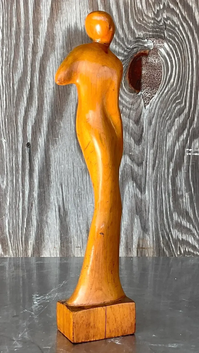 Vintage Figurative Wooden Sculpture of a Women — additional photo 8