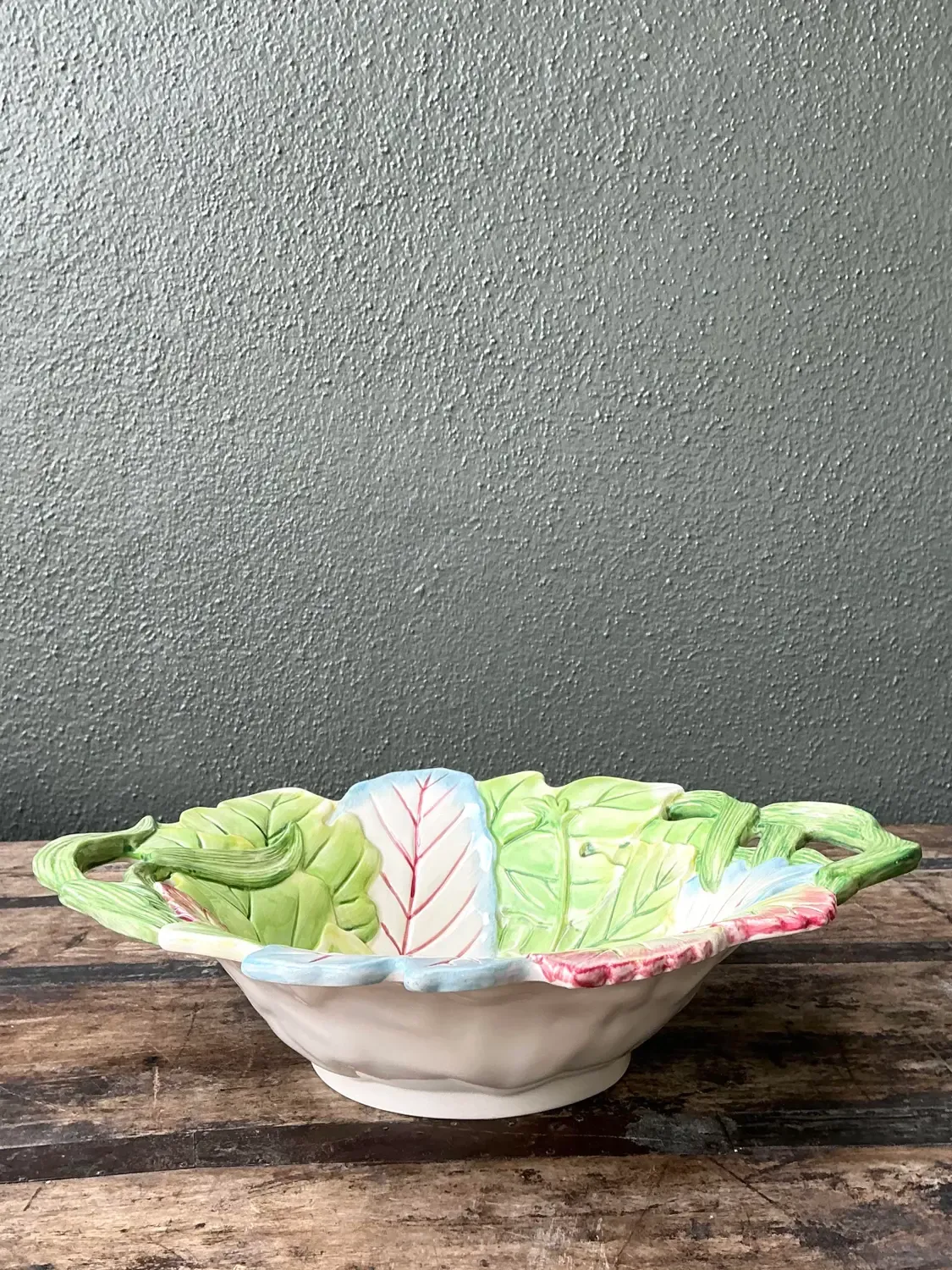 Vintage Fitz and Floyd Glazed Ceramic Leaf Bowl — additional photo 1