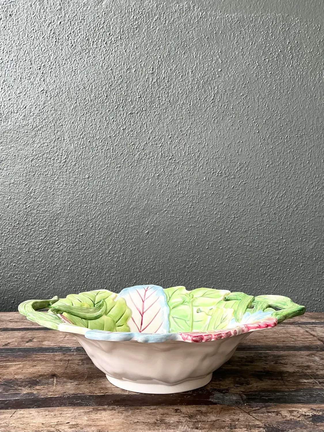Vintage Fitz and Floyd Glazed Ceramic Leaf Bowl — additional photo 2
