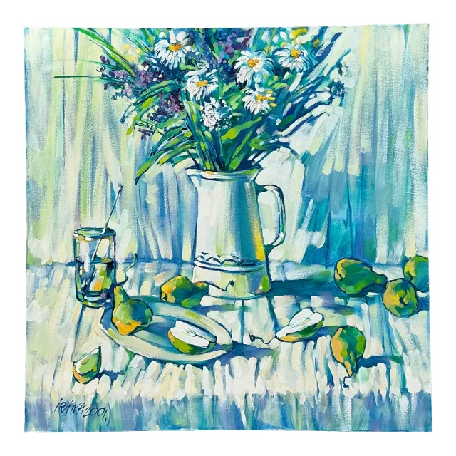 Vintage Floral Original Oil Painting on Canvas — additional photo 1