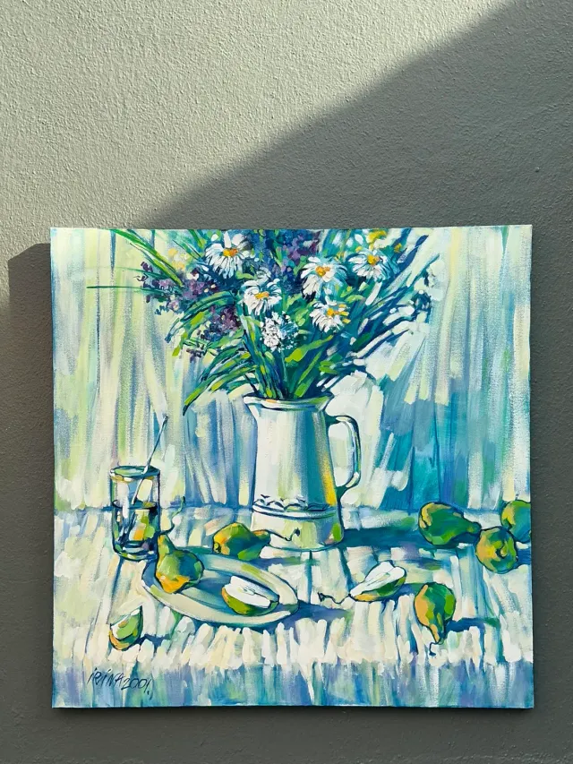Vintage Floral Original Oil Painting on Canvas — additional photo 5