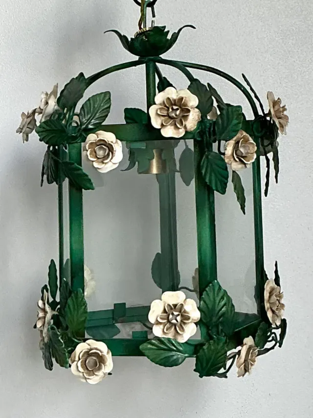 Vintage Floral Tole Lantern — additional photo 2