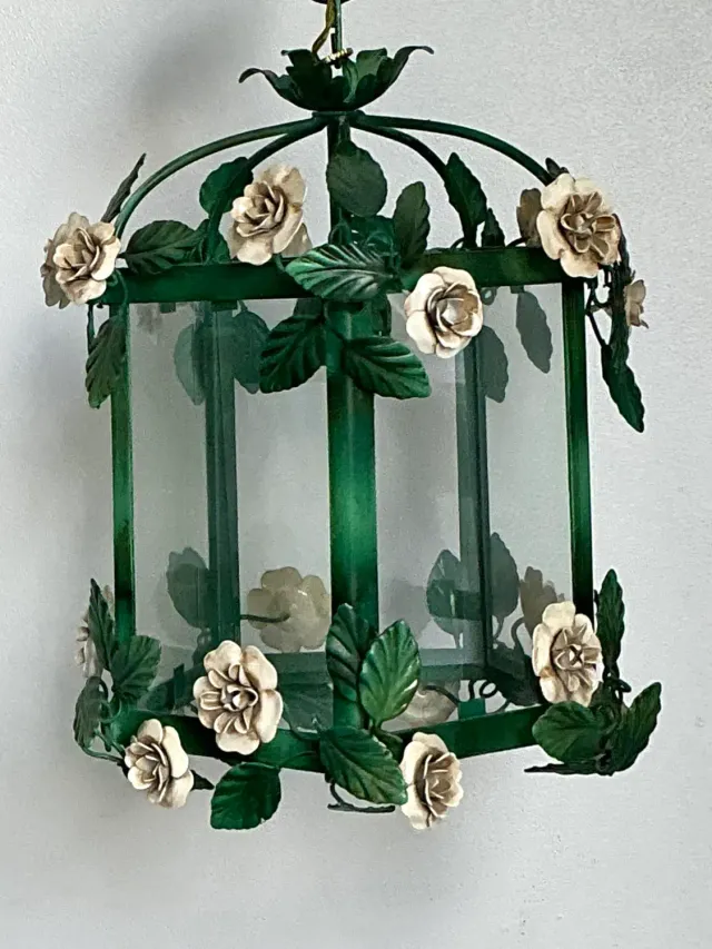 Vintage Floral Tole Lantern — additional photo 5