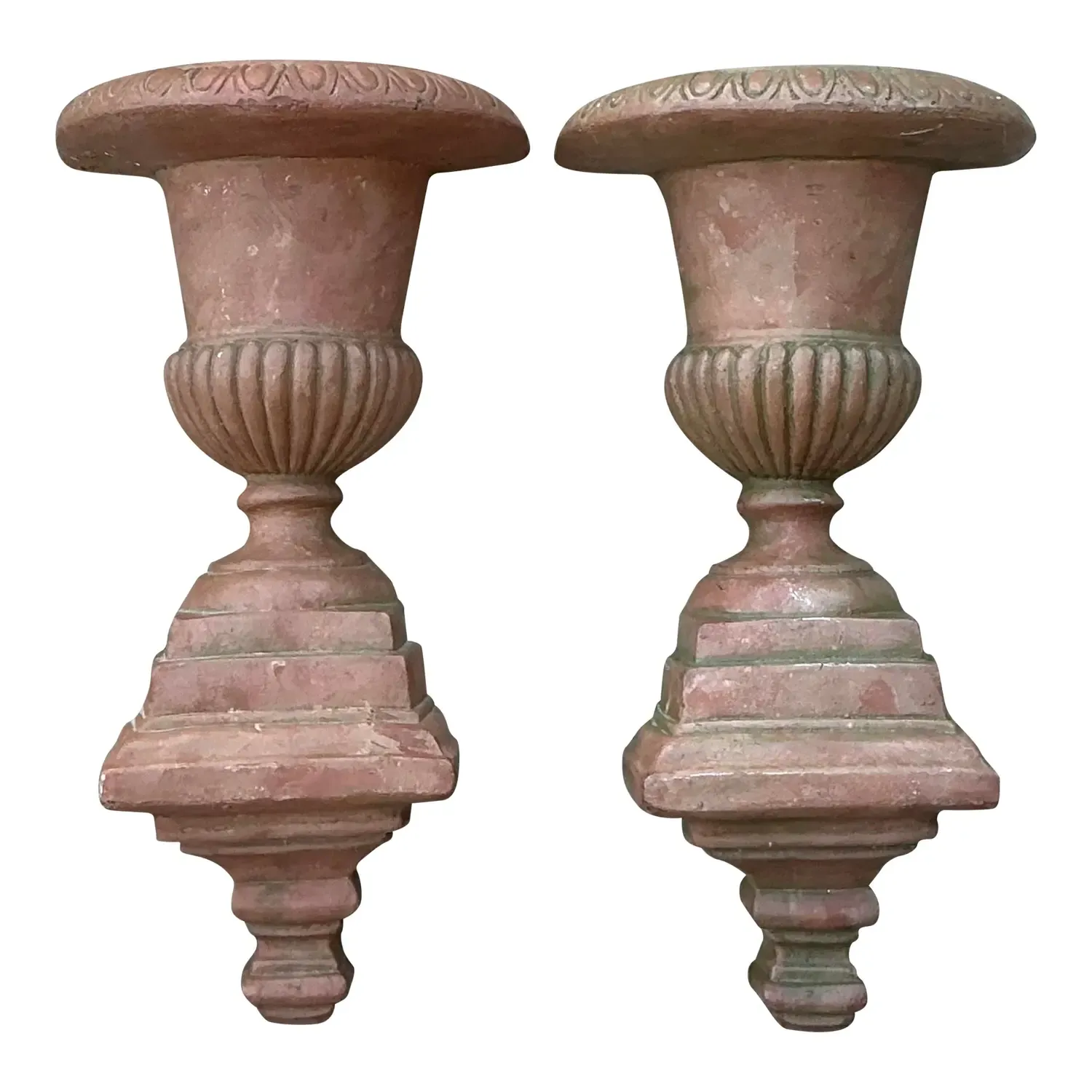 Vintage Fluted Urn Wall Pockets - A Pair — additional photo 1