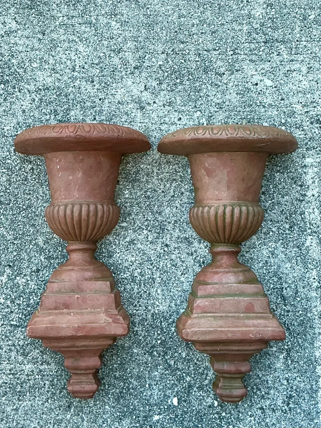 Vintage Fluted Urn Wall Pockets - A Pair — additional photo 2