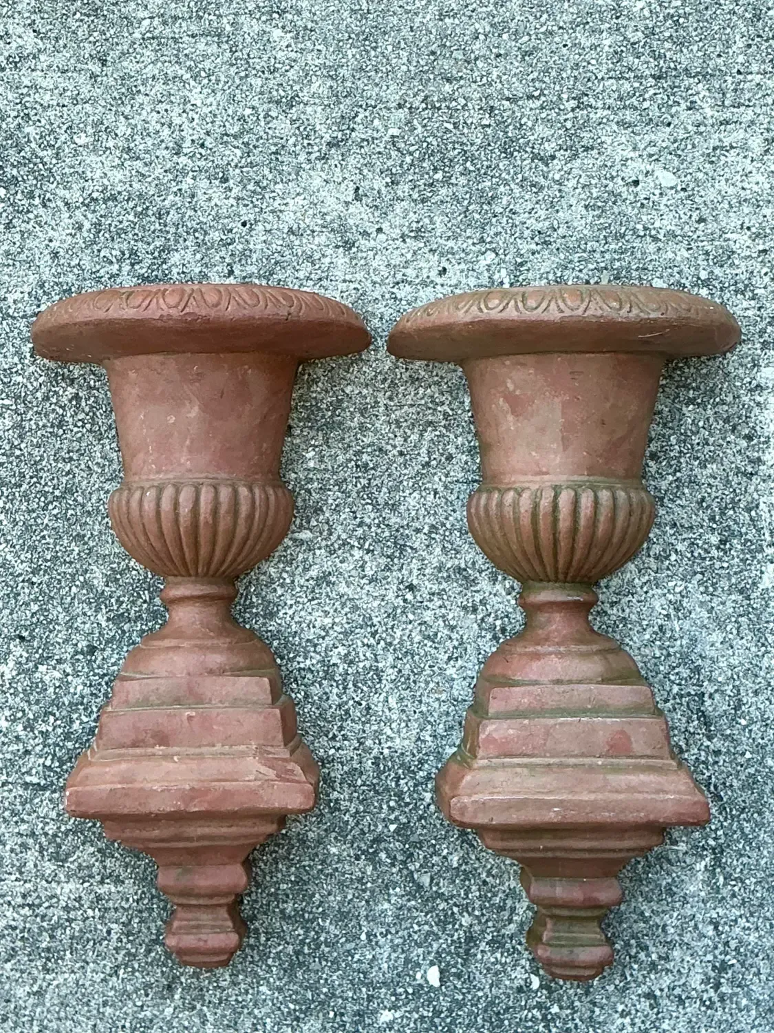 Vintage Fluted Urn Wall Pockets - A Pair — additional photo 4