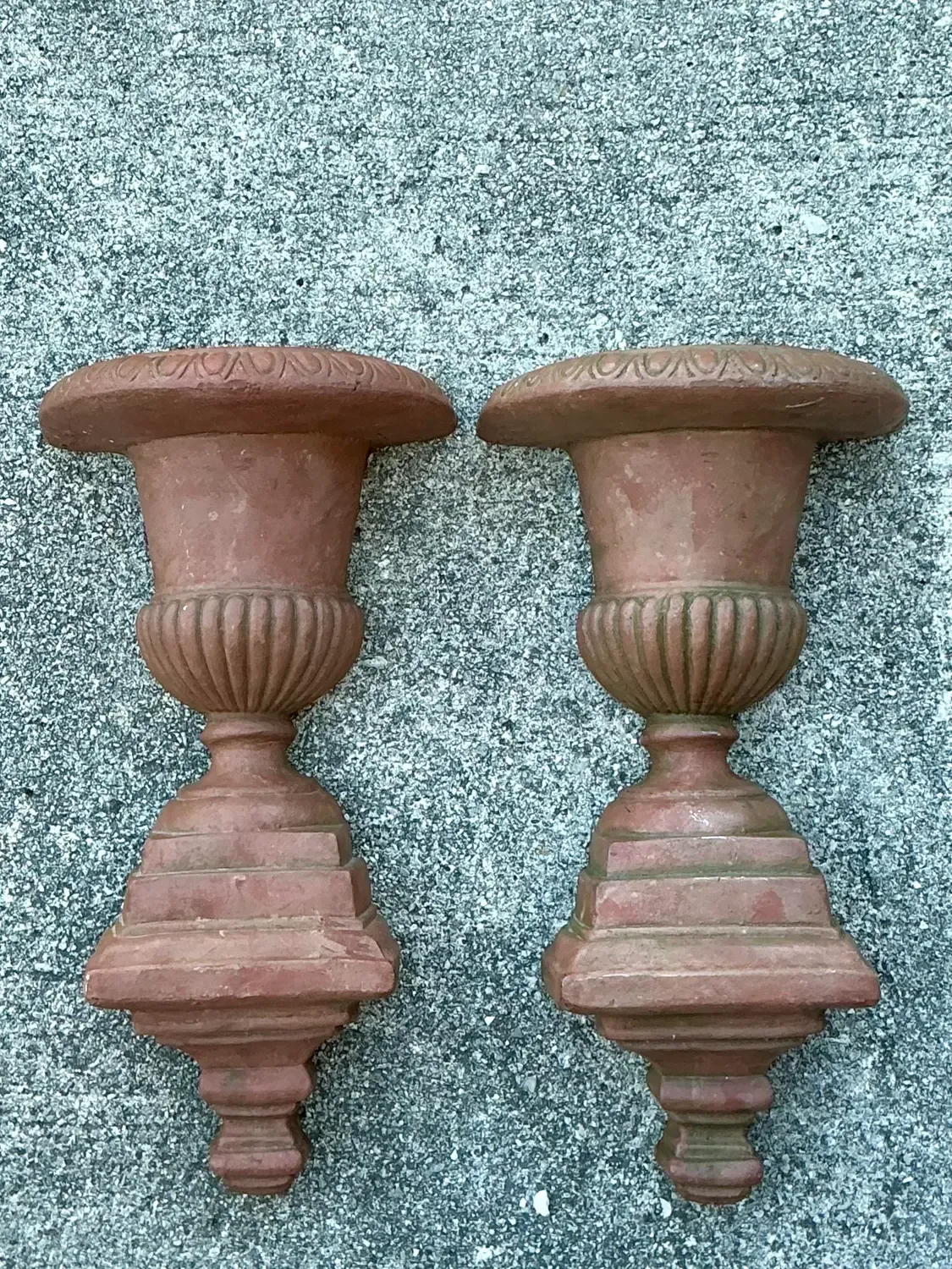 Vintage Fluted Urn Wall Pockets - A Pair — additional photo 5