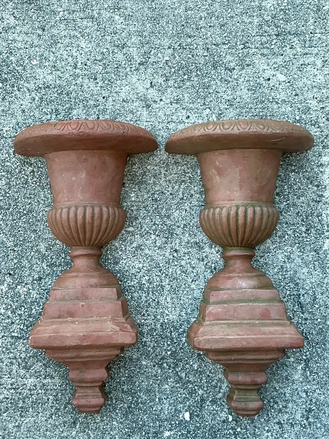 Vintage Fluted Urn Wall Pockets - A Pair — additional photo 6