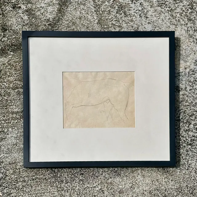 Vintage Framed Horse Body Sketch Drawing - Paper, 17.25W x 16H — additional photo 2