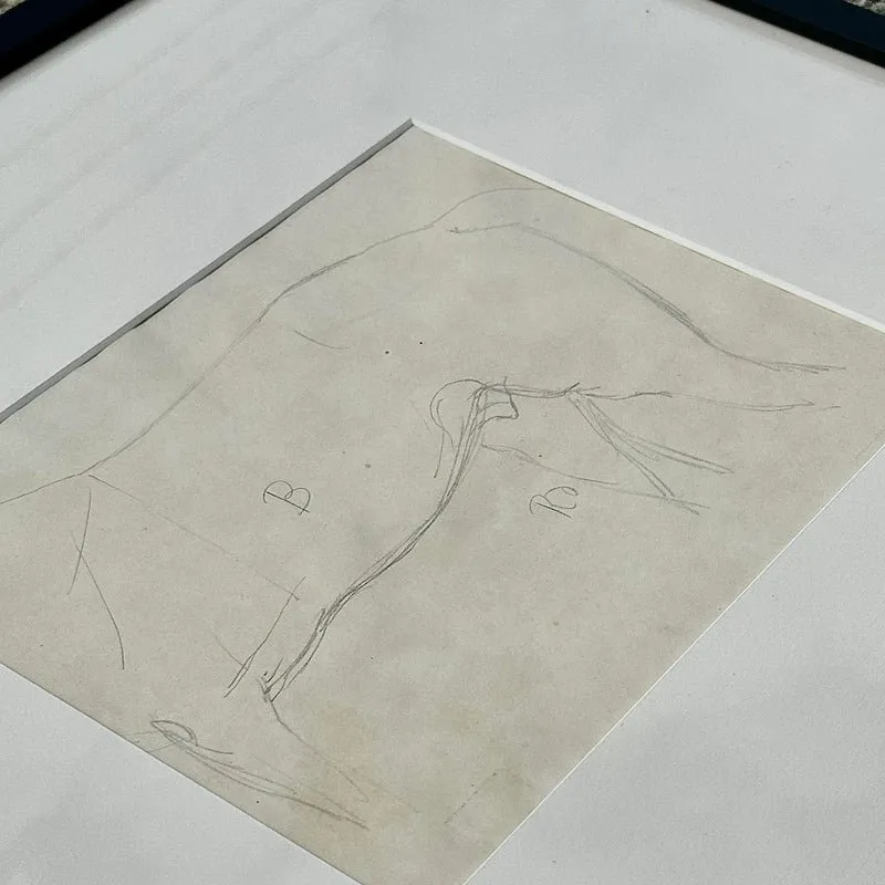 Vintage Framed Horse Body Sketch Drawing - Paper, 17.25W x 16H — additional photo 4