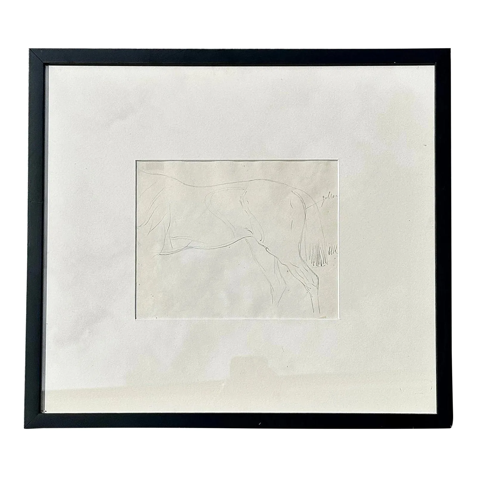 Vintage Framed Horse Body Sketch Drawing - Paper, 17.25W x 16H — additional photo 6