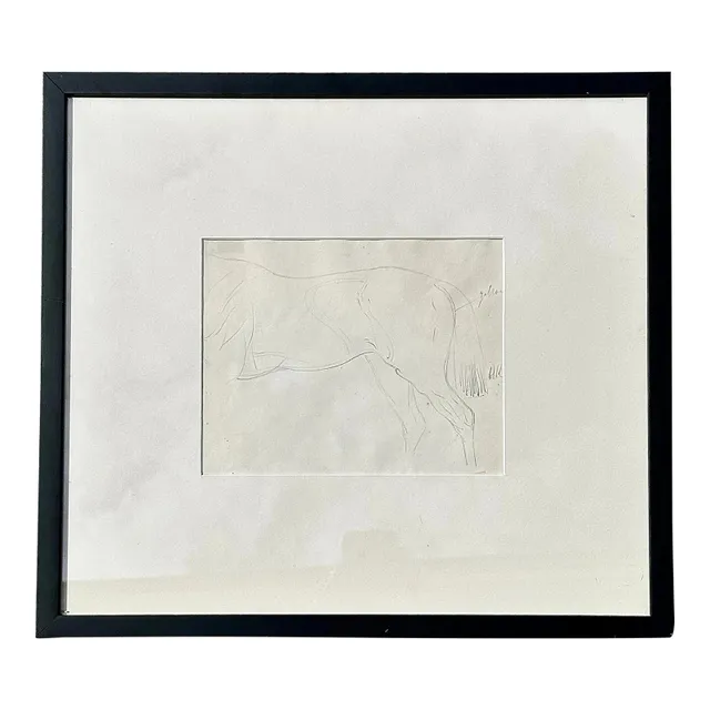 Vintage Framed Horse Body Sketch Drawing - Paper, 17.25W x 16H — additional photo 6