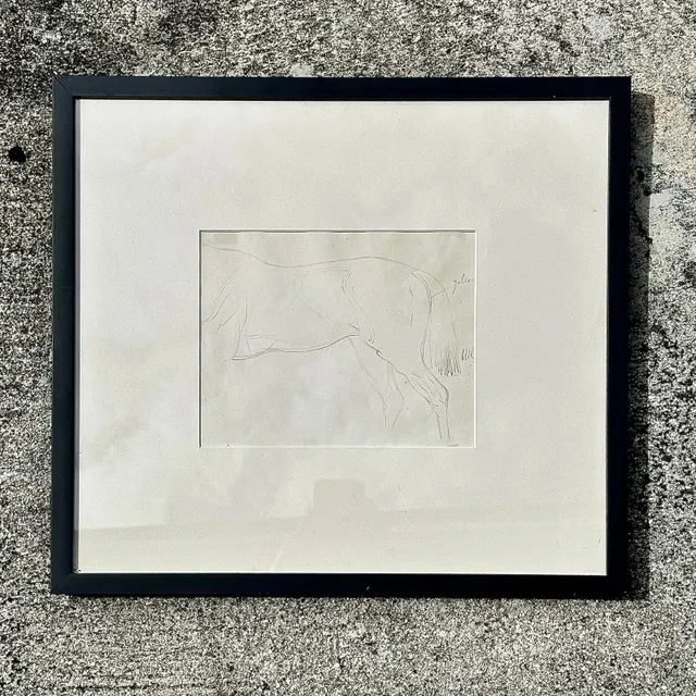 Vintage Framed Horse Body Sketch Drawing - Paper, 17.25W x 16H — additional photo 7