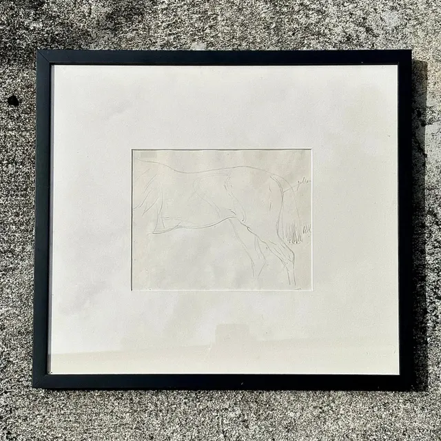 Vintage Framed Horse Body Sketch Drawing - Paper, 17.25W x 16H — additional photo 8