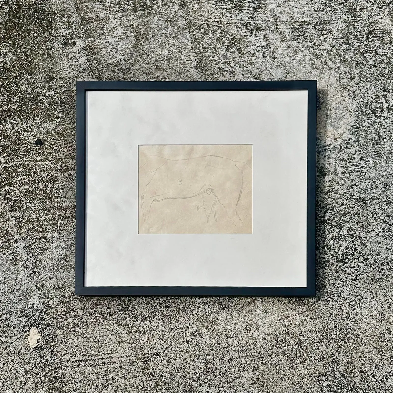 Vintage Framed Horse Body Sketch Drawing — additional photo 2