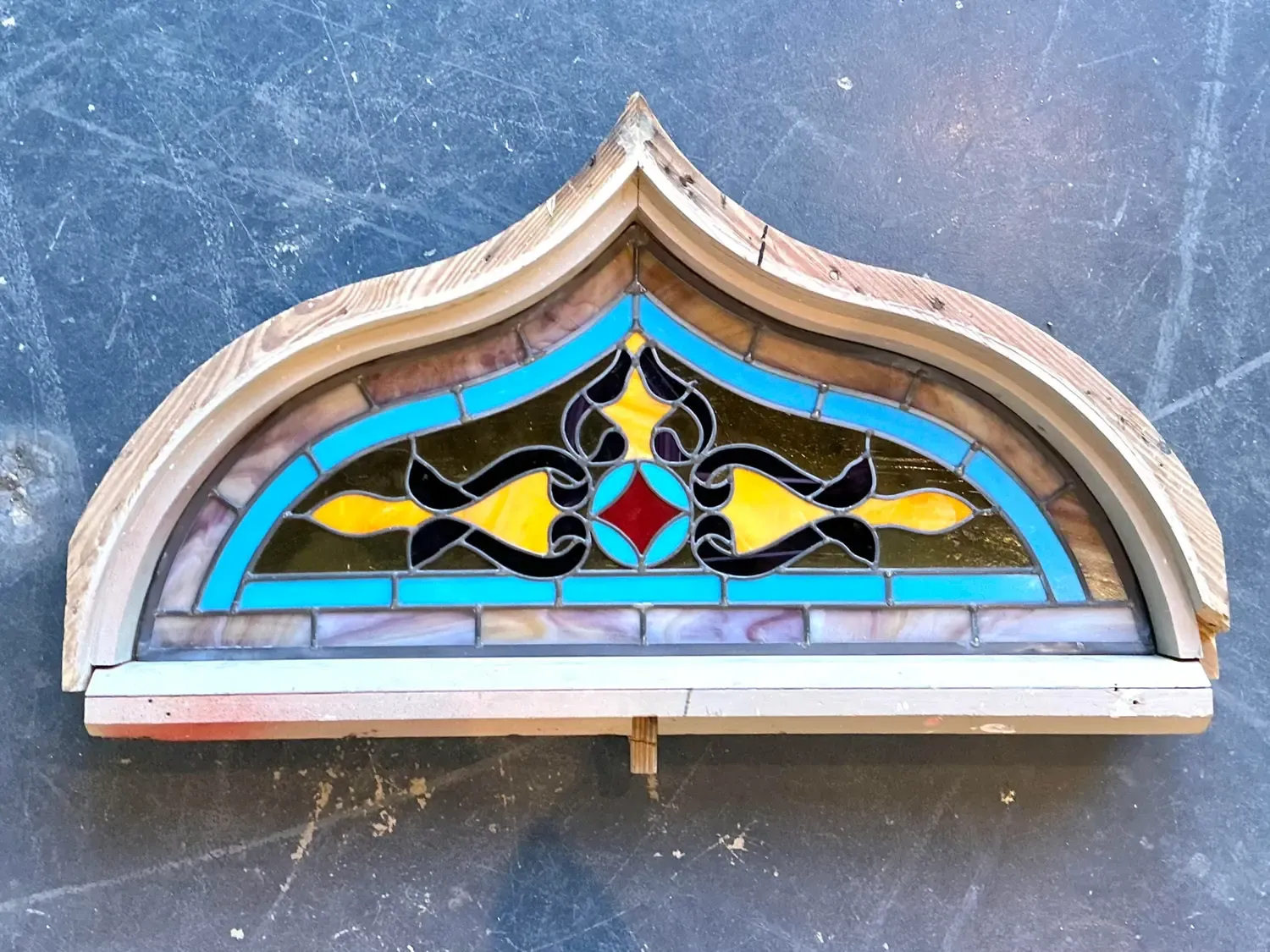 Vintage Framed Stained Glass Window — additional photo 2