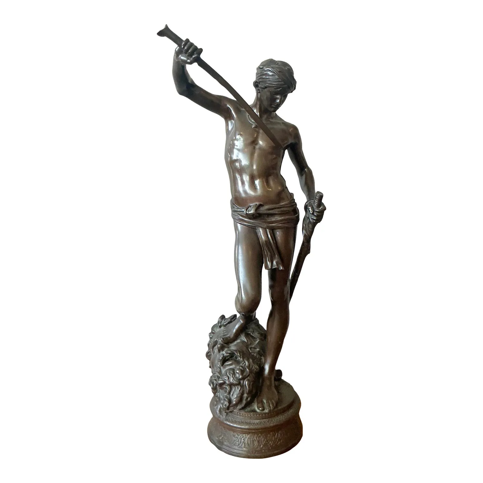 Vintage French Antonin Mercie Cast Bronze “David and Goliath” — additional photo 1