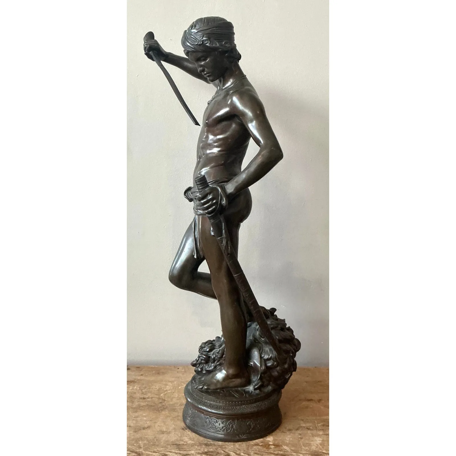 Vintage French Antonin Mercie Cast Bronze “David and Goliath” — additional photo 2