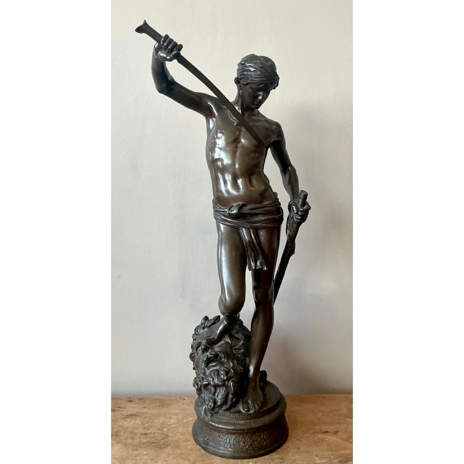 Vintage French Antonin Mercie Cast Bronze “David and Goliath” — additional photo 3