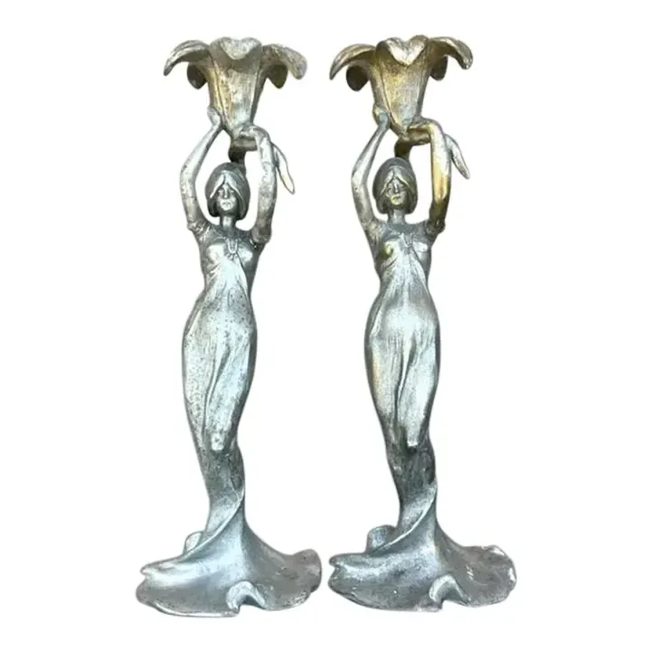 Vintage French Deco Candlesticks After Lucien Alliot- a Pair — additional photo 1