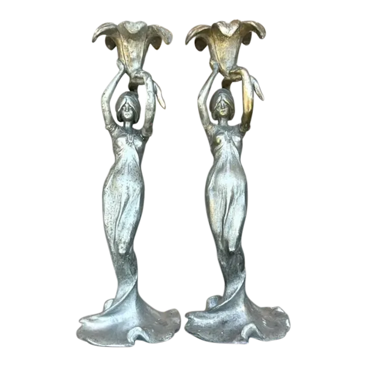 Vintage French Deco Candlesticks After Lucien Alliot- a Pair — additional photo 2