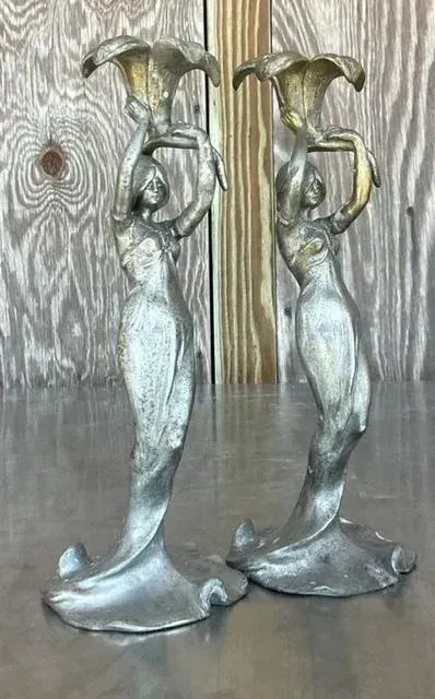 Vintage French Deco Candlesticks After Lucien Alliot- a Pair — additional photo 5