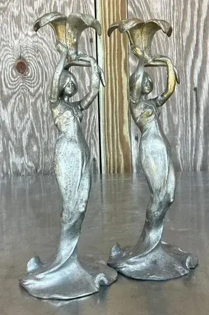 Vintage French Deco Candlesticks After Lucien Alliot- a Pair — additional photo 6