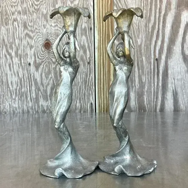 Vintage French Deco Candlesticks After Lucien Alliot- a Pair — additional photo 7