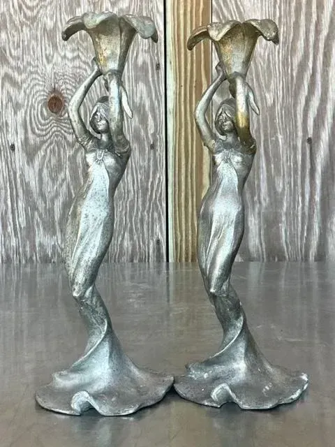 Vintage French Deco Candlesticks After Lucien Alliot- a Pair — additional photo 8