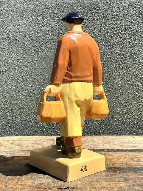 Vintage French Emile Just Bachelet for Henriot Ceramic Fisherman — additional photo 4