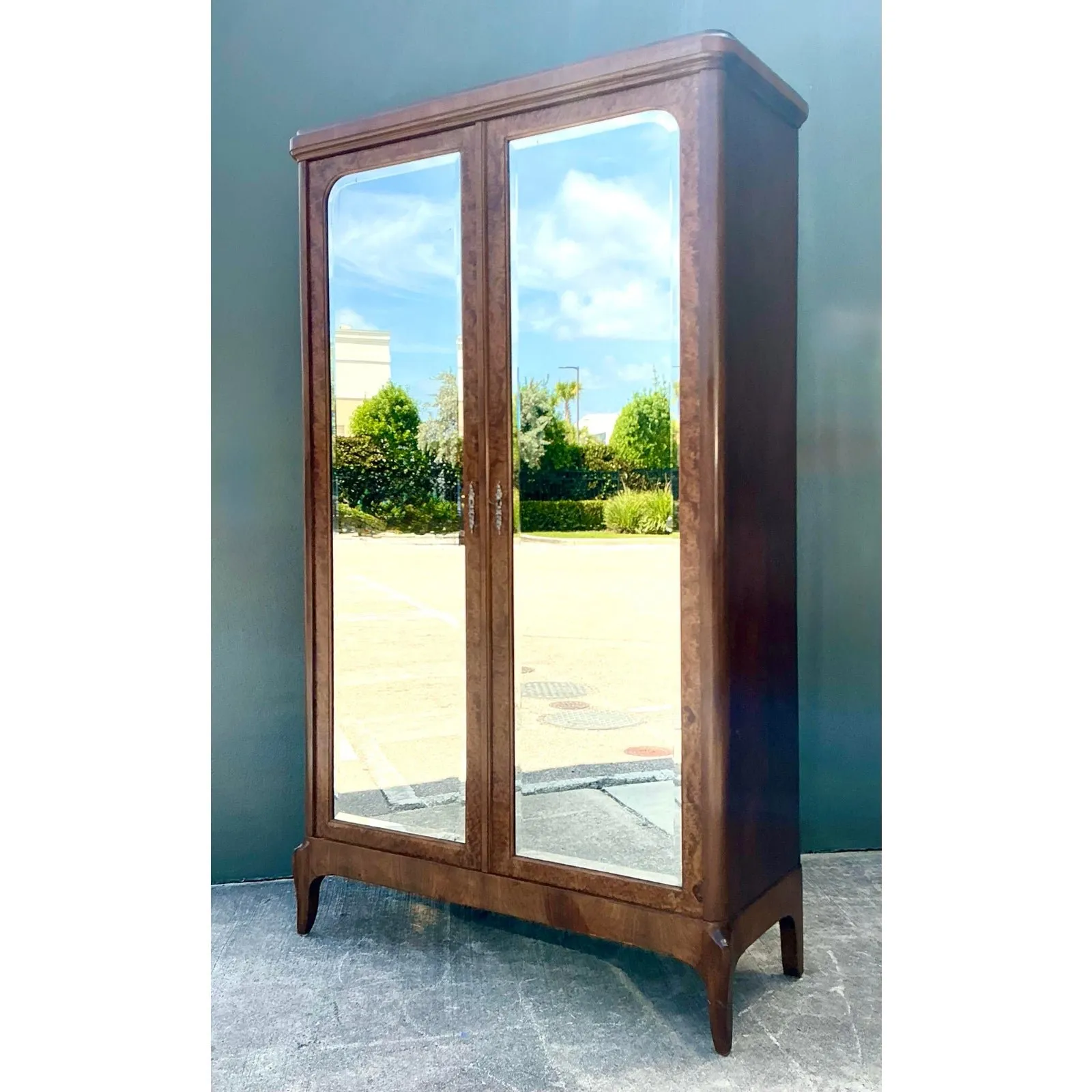 Vintage French Empire Mahogany Mirrored Armoire — additional photo 7