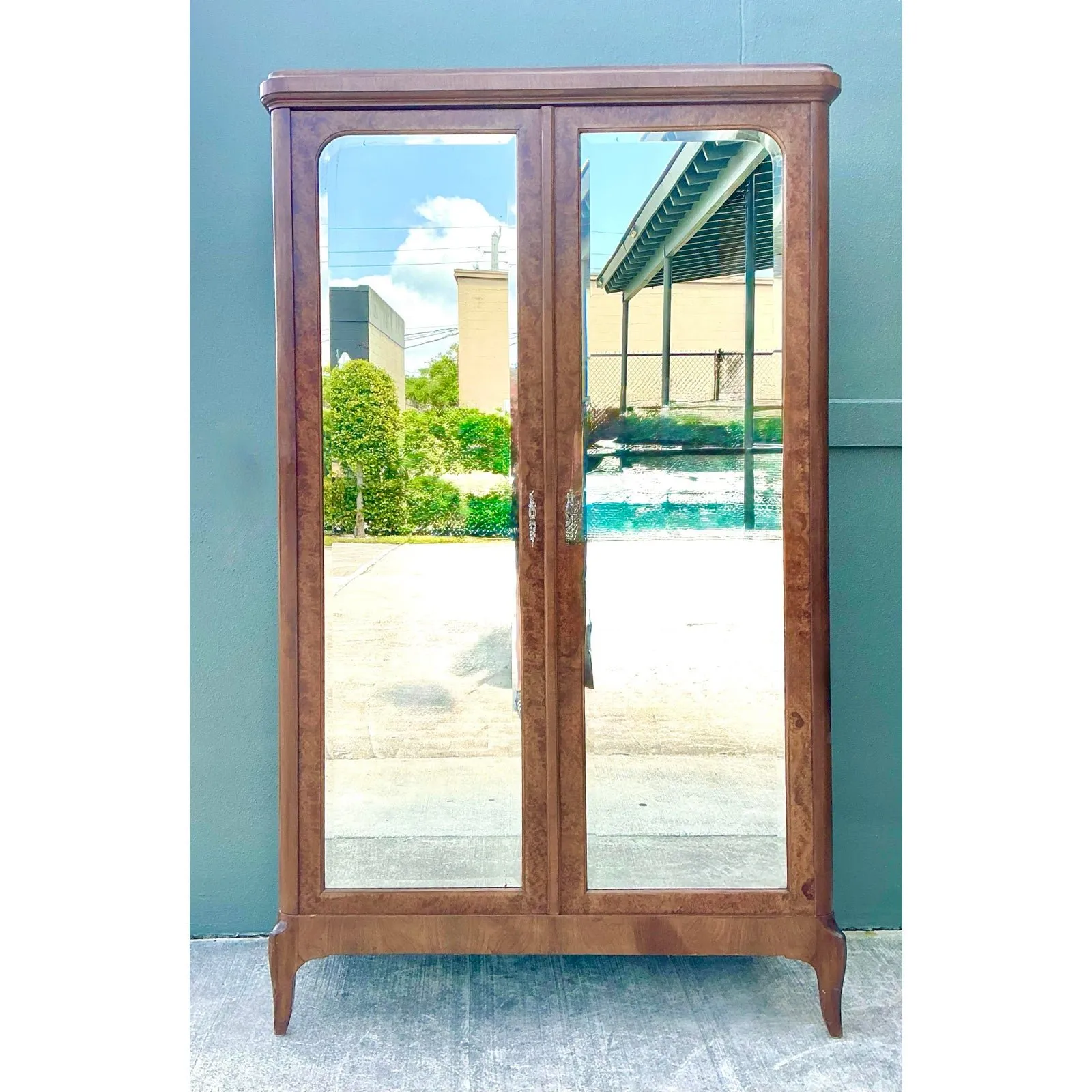 Vintage French Empire Mahogany Mirrored Armoire — additional photo 2