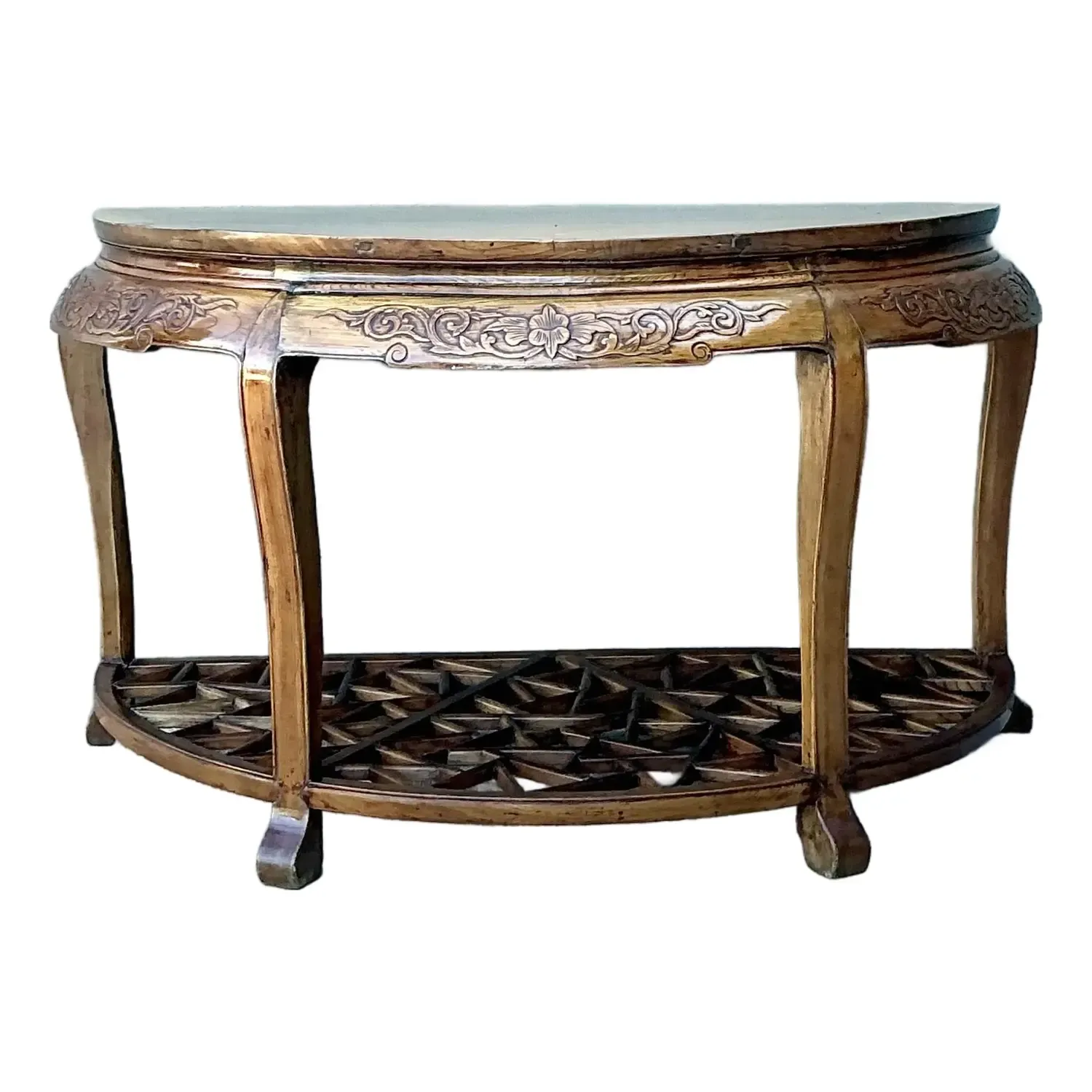 Vintage Fretwork Demilune Console Table — additional photo 1