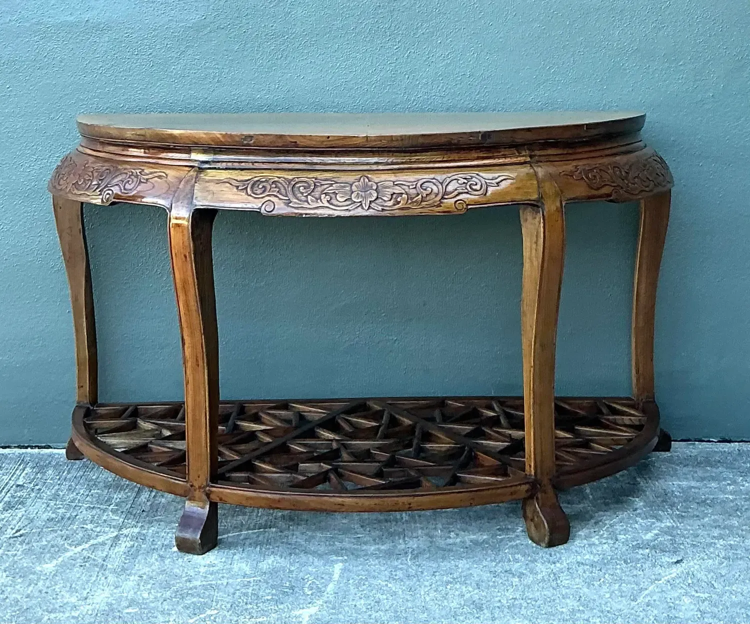 Vintage Fretwork Demilune Console Table — additional photo 2