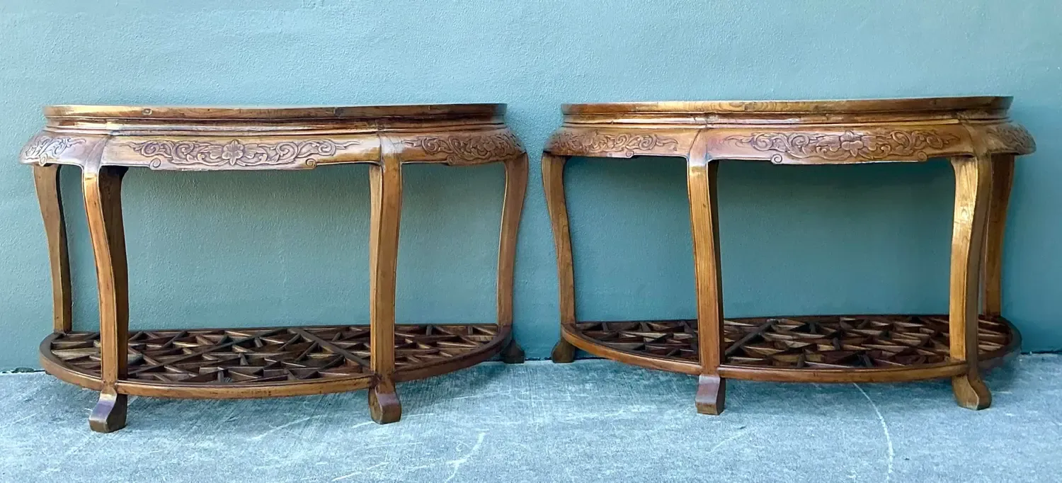 Vintage Fretwork Demilune Console Table — additional photo 3