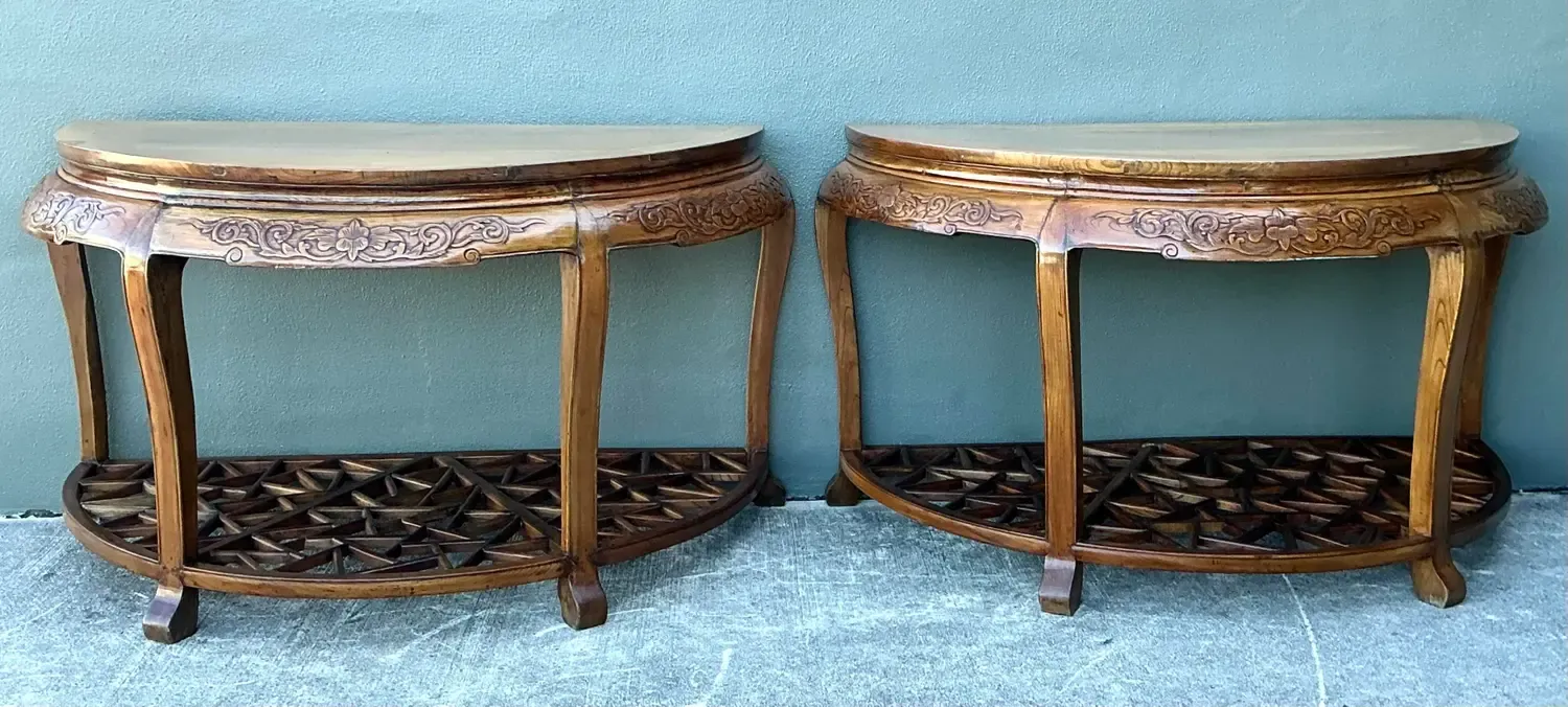 Vintage Fretwork Demilune Console Table — additional photo 4