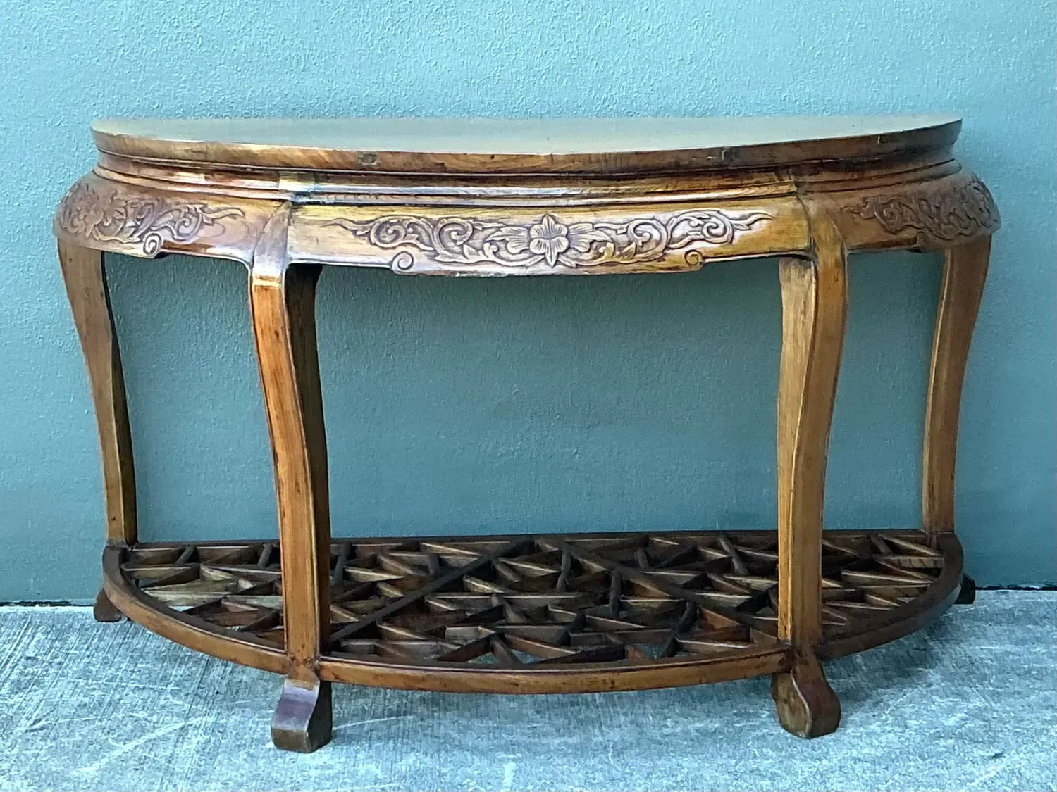 Vintage Fretwork Demilune Console Table — additional photo 5