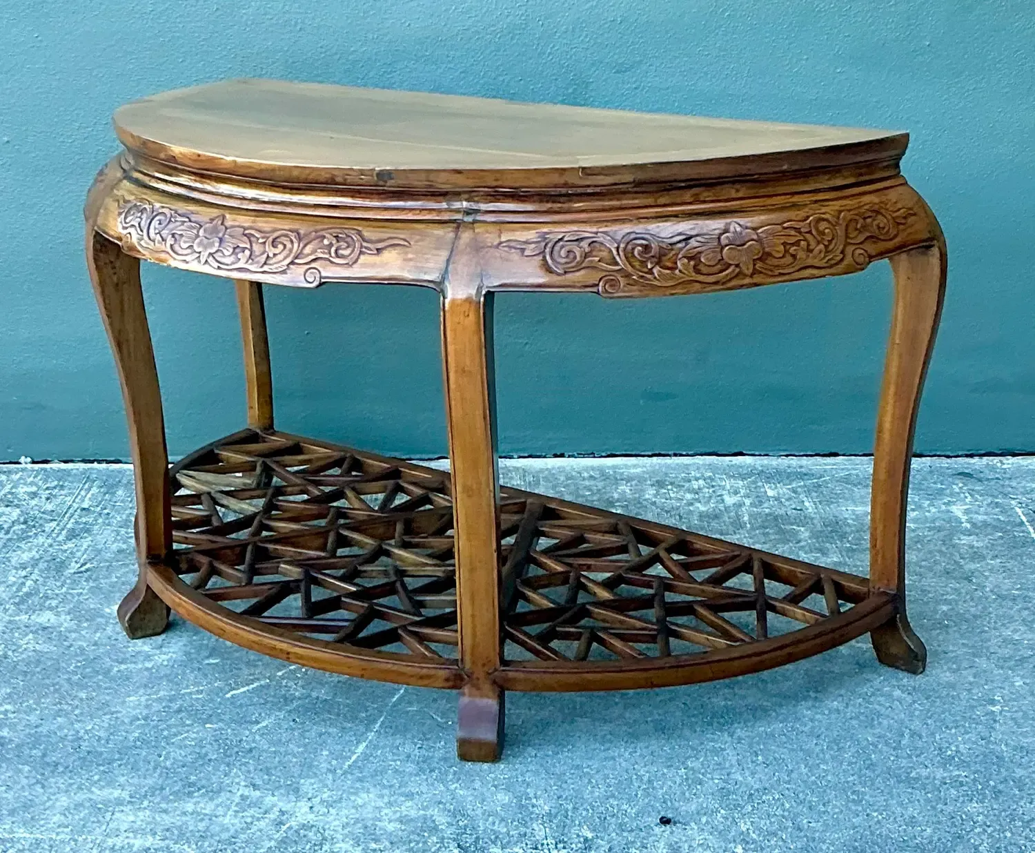 Vintage Fretwork Demilune Console Table — additional photo 8