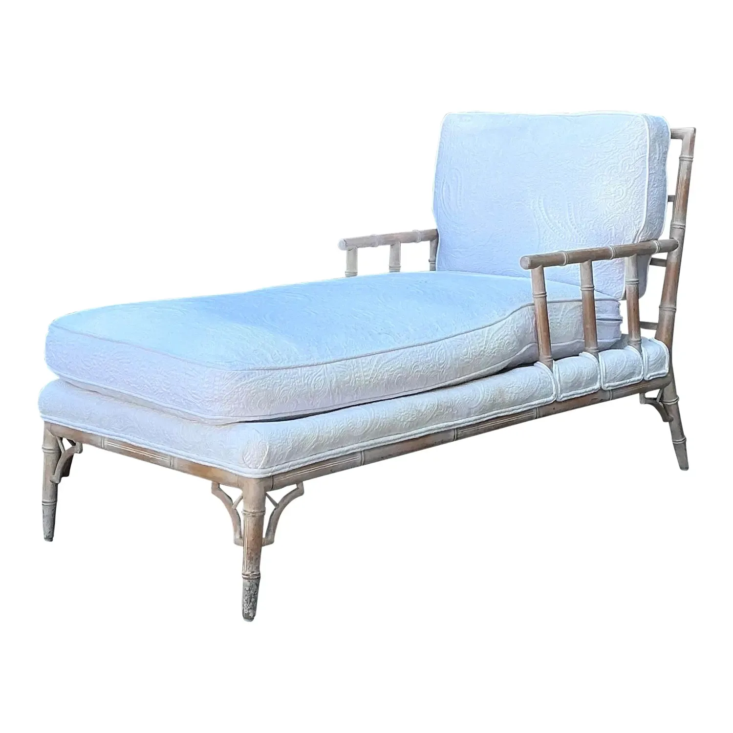 Vintage Fretwork Rattan Chaise Lounge