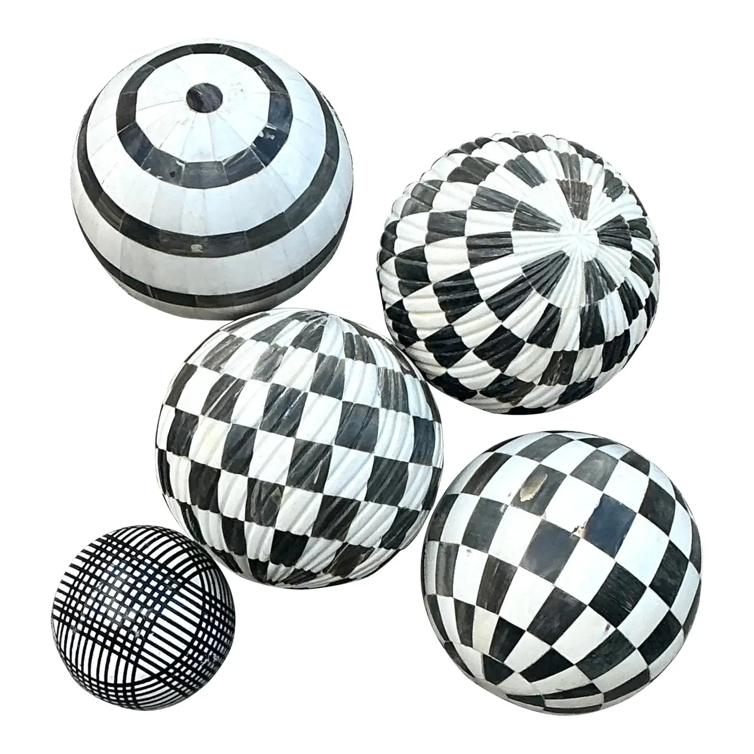 Vintage Geometric Assorted Spheres - Set of 6