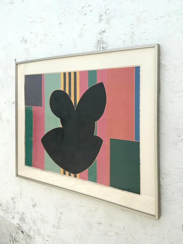 Vintage Geometric Block Print on Paper Signed by Sidney Guberman — additional photo 3