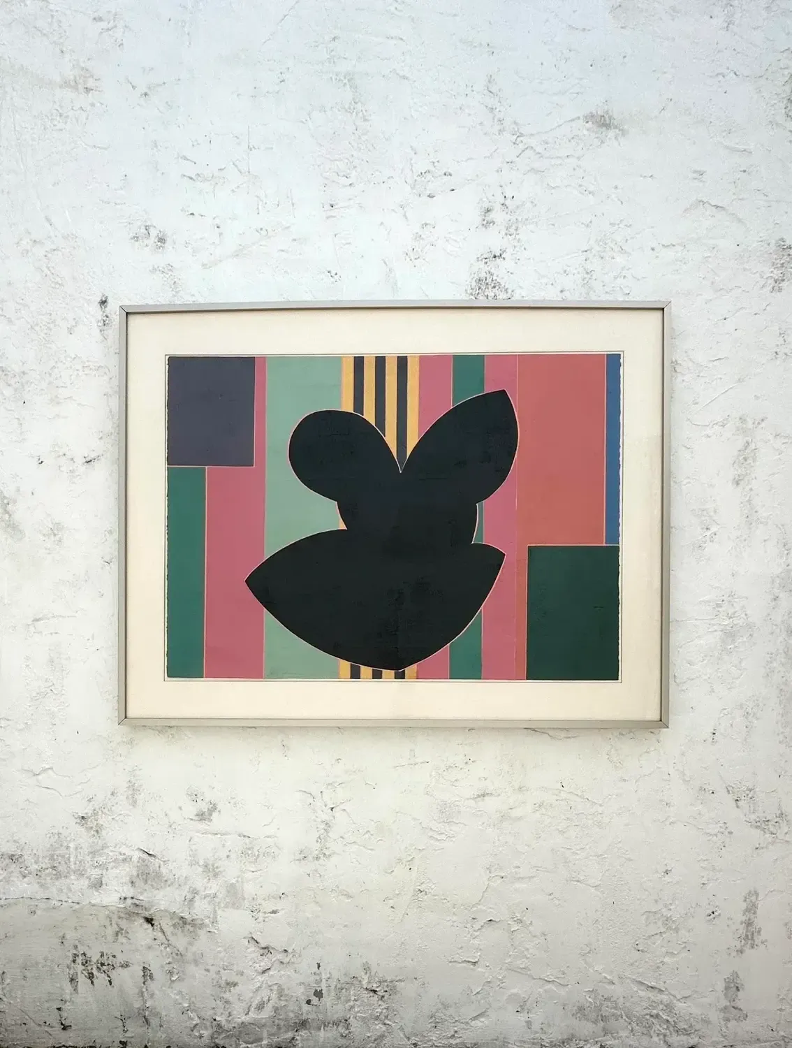 Vintage Geometric Block Print on Paper Signed by Sidney Guberman — additional photo 2