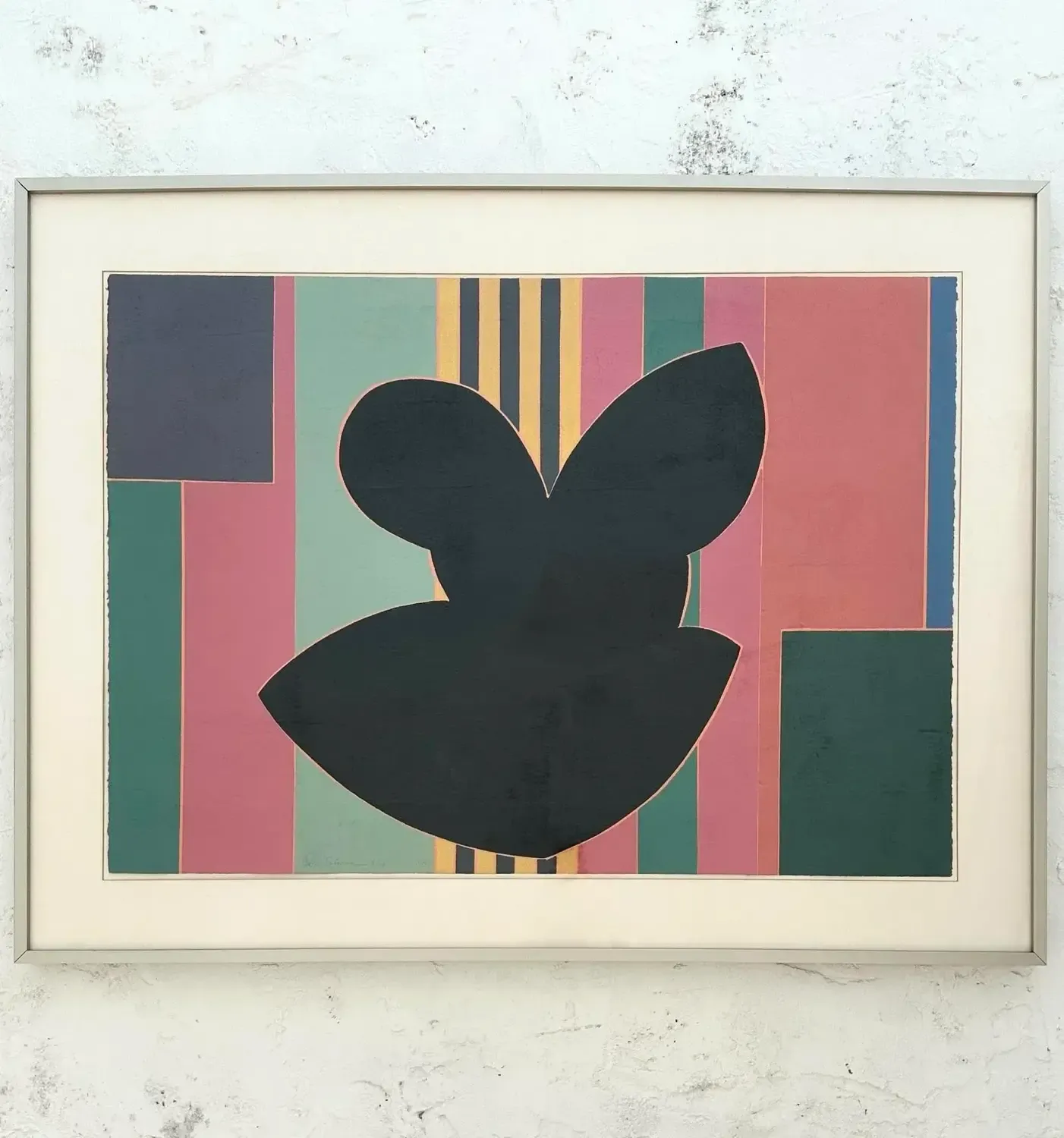 Vintage Geometric Block Print on Paper Signed by Sidney Guberman — additional photo 4